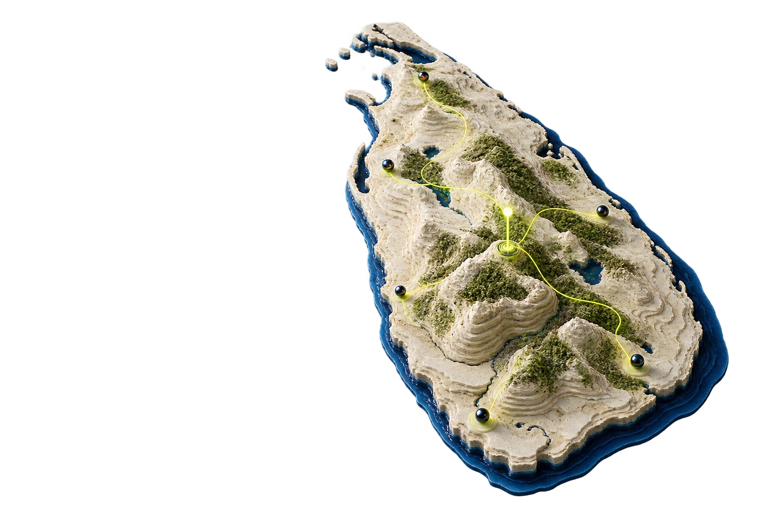 Sculptural interpretation of Sri Lanka connected by search signals